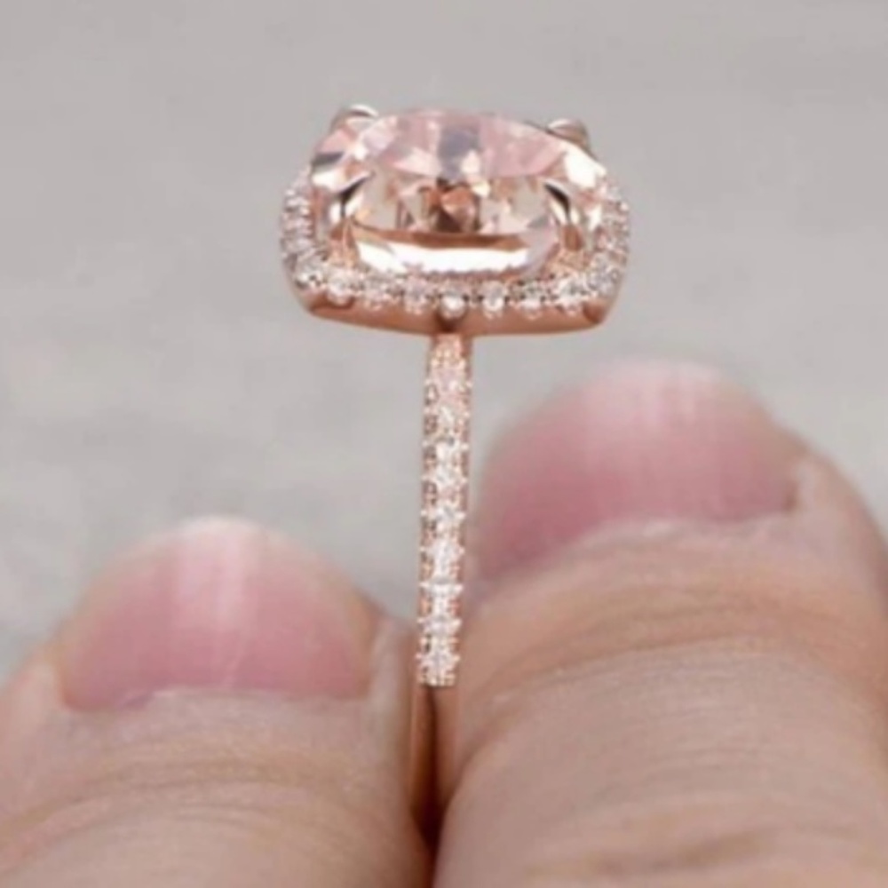 Morganite Pink CZ Diamond Wedding Band Ring NEW!! - Picture 4 of 4